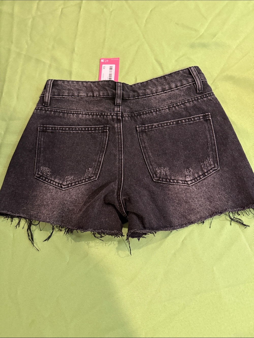 Edikted Black Washed Denim Shorts with Raw Frayed Hem